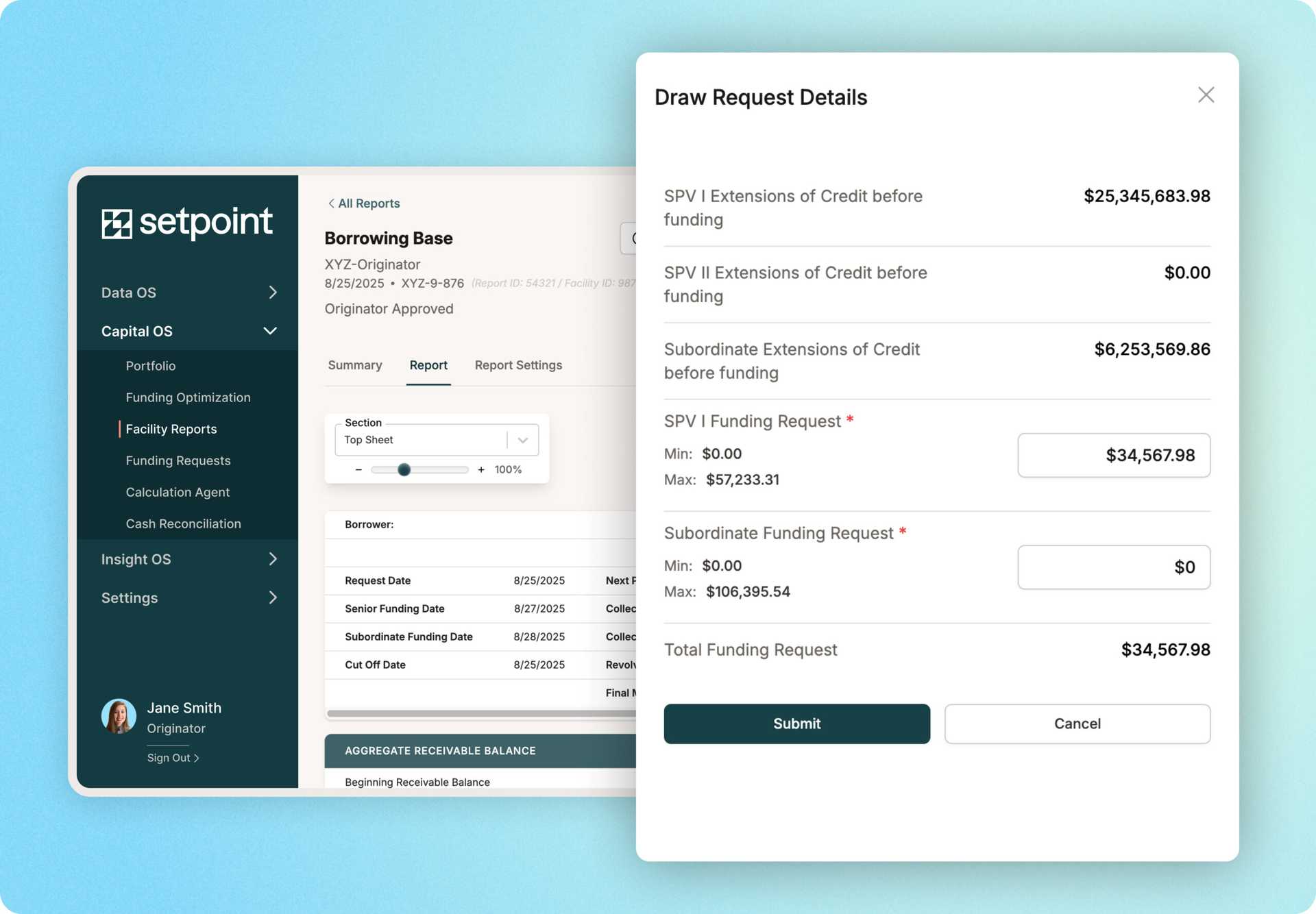 Setpoint streamlines funding requests.